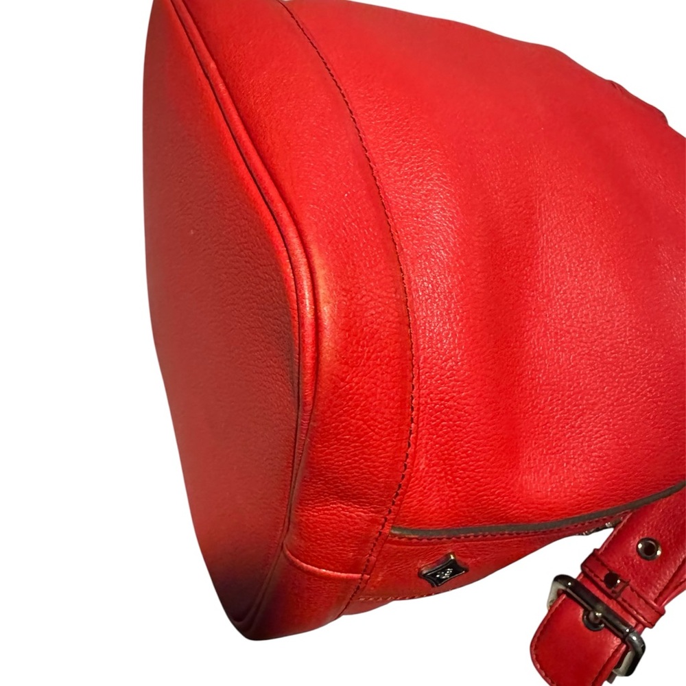 MCM Red Bucket Drawstring Bag with Adjustable Strap EUC - Picture 12 of 14
